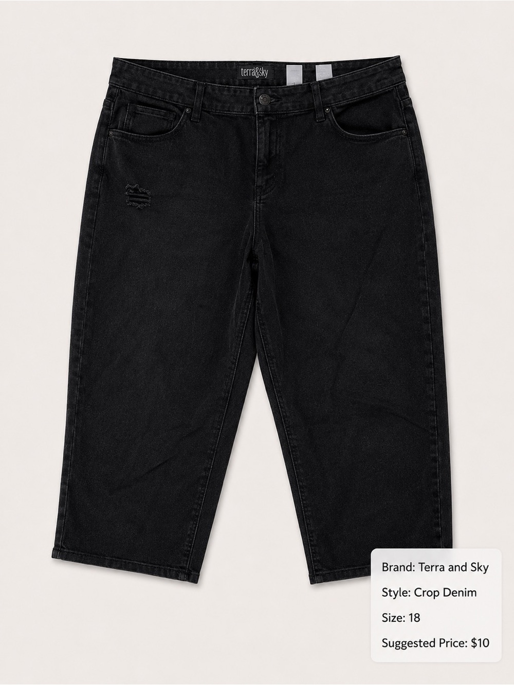 Terra & Sky Women's Black Crop Denim Jeans